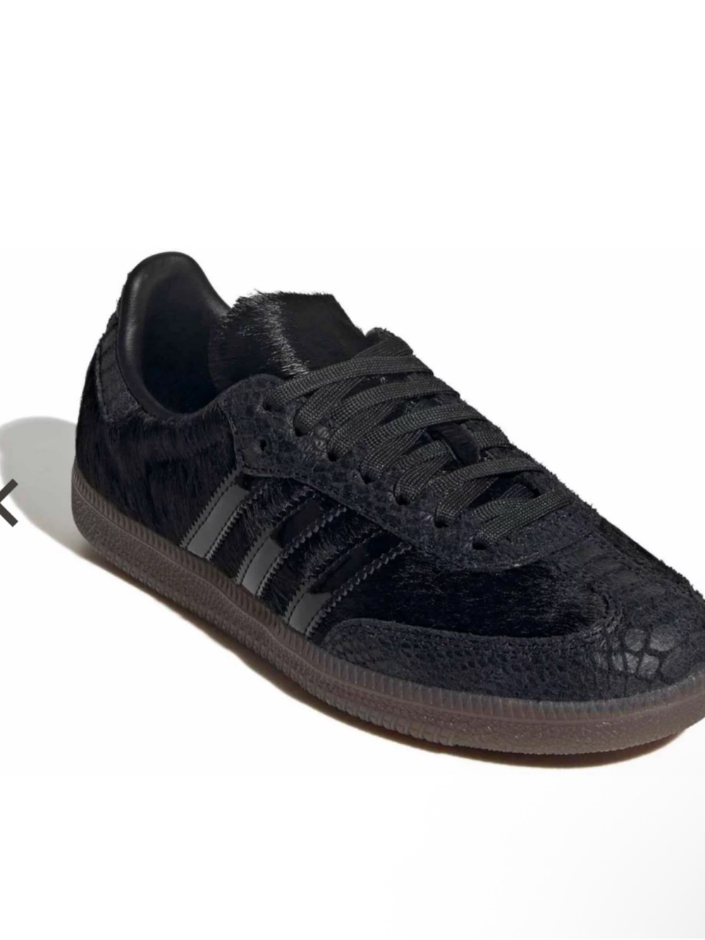 adidas Women's Black Gazelle Faux-Hair Low-Top Sneaker